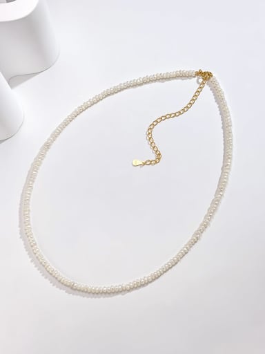 925 Sterling Silver Freshwater Pearl White Minimalist Beaded Necklace
