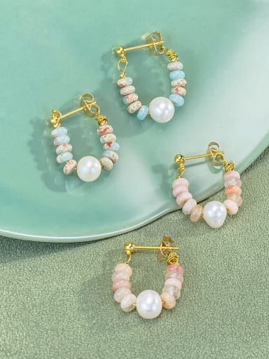custom Brass Miyuki Millet Bead Multi Color Stone Minimalist Huggie Earring