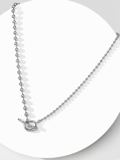Brass White Ball Minimalist Beaded Necklace