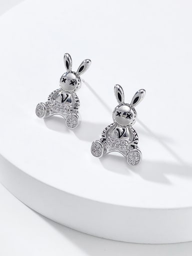 Brass White Rabbit Minimalist Stud Earring