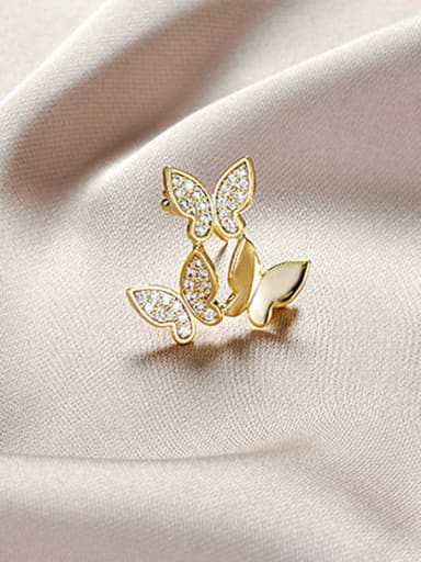 Brass Cubic Zirconia Gold Butterfly Minimalist Pins & Brooches