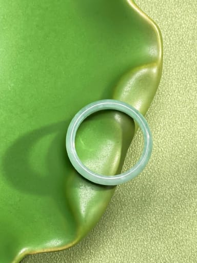 custom Stone Jade Green Geometric Minimalist Band Ring
