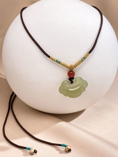 Carnelian Green Cloud Minimalist Necklace