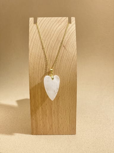 White crystal Brass Heart Minimalist Link Necklace
