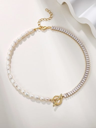 Brass Cubic Zirconia White Minimalist Link Necklace