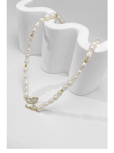 Alloy Miyuki Millet Bead White Butterfly Minimalist Beaded Necklace