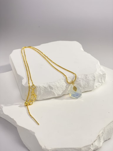 Opal Brass Natural Stone Multi Color Stone Geometric Minimalist Locket Necklace