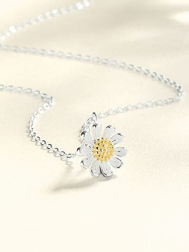 925 Sterling Silver Gold Flower Minimalist Link Necklace
