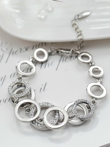 Alloy Rhinestone White Stone Geometric Minimalist Link Bracelet