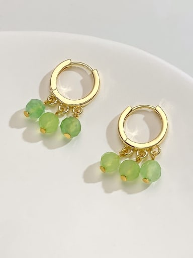 custom Brass Carnelian Green Ball Minimalist Drop Earring