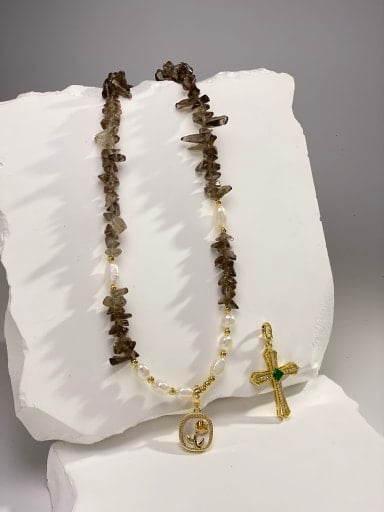 Brass Miyuki Millet Bead Black Plant Series Dainty Cuban Necklace