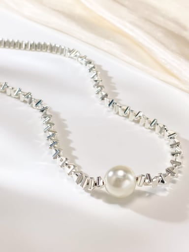 White Ball Minimalist Beaded Necklace