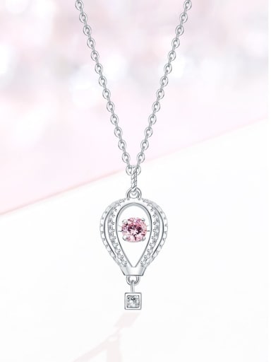 925 Sterling Silver Cubic Zirconia Pink Minimalist Link Necklace