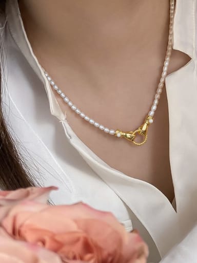 Brass Miyuki Millet Bead White Palm Minimalist Beaded Necklace