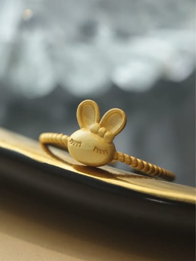 925 Sterling Silver Gold Rabbit Minimalist Band Ring