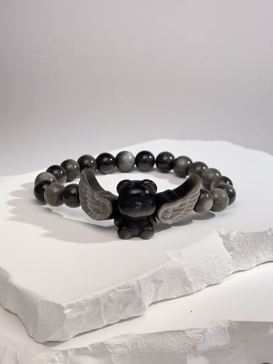 Obsidian Angel Artisan Handmade Beaded Bracelet
