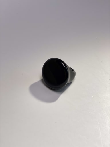 Size 17 Stone Natural Stone Black Geometric Minimalist Band Ring