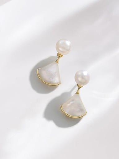 custom Alloy Freshwater Pearl White Minimalist Stud Earring