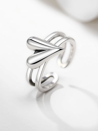 925 Sterling Silver Silver Heart Minimalist Band Ring