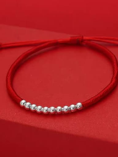 999 Fine Silver White Geometric Minimalist Handmade Beaded Bracelet