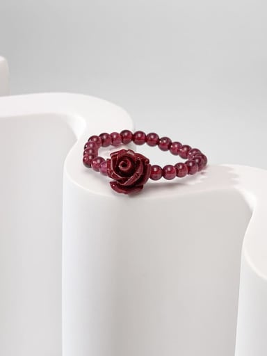 Stone Red Flower Minimalist Bead Ring