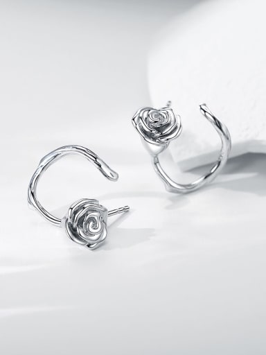 925 Sterling Silver Silver Flower Minimalist Stud Earring