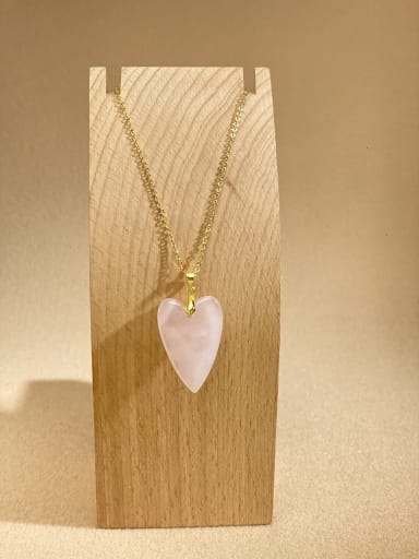 Powder Crystal  Brass Heart Minimalist Link Necklace