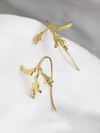 custom 925 Sterling Silver Gold Plant Series Minimalist Hook Earring