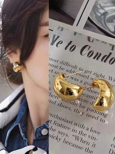 Brass Yellow Water Drop Minimalist Stud Earring
