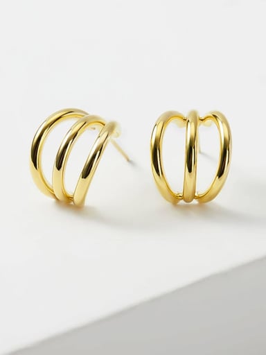 Brass Gold Round Minimalist Stud Earring
