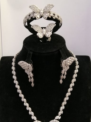 GODKI Luxury Women Wedding Dubai Copper With White Gold Plated Fashion Butterfly 4 Piece Jewelry Set