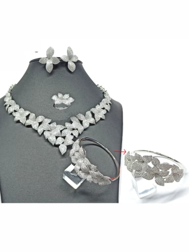 GODKI Luxury Women Wedding Dubai Copper With White Gold Plated Luxury Leaf Jewelry Sets