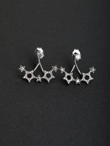 Elegant Micro inlay Zircon Star Pearl 925 silver Stud earrings