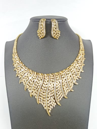 GODKI Luxury Women Wedding Dubai Copper With Gold Plated Fashion Fringe 2 Piece Jewelry Set