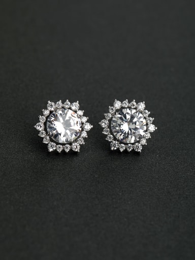 Bling bling Zircon round  925 silver Stud earrings
