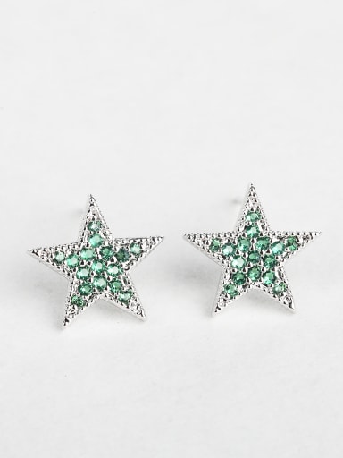 Retro dark Green star earrings