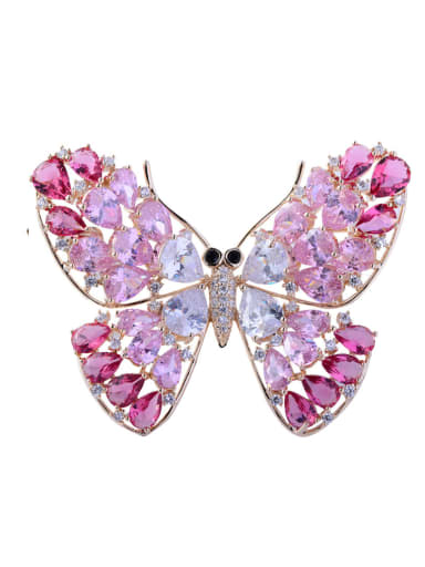 Copper With Cubic Zirconia Fashion Butterfly Brooches