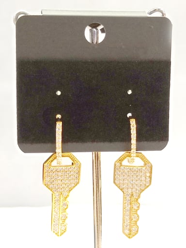 GODKI Luxury Women Wedding Dubai Copper With Gold Plated  Key Earrings