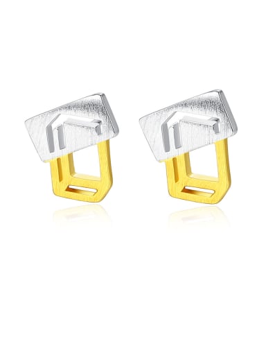 925 Sterling Silver With Glossy  Simplistic Irregular Stud Earrings