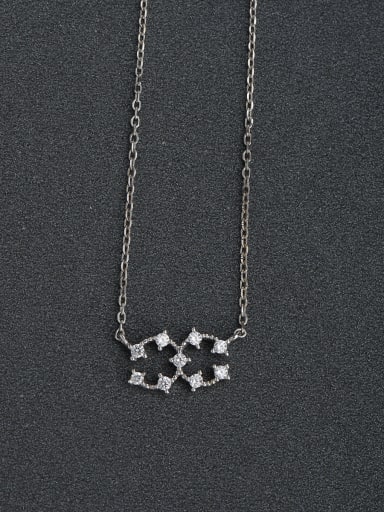 Simple C word buckle zircon 925 silver necklaces