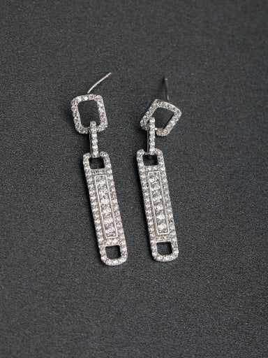 Micro inlay Zircon rectangle 925 silver Drop Earrings
