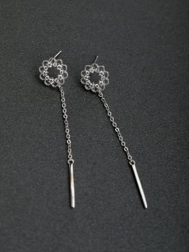 Micro inlay Zircon  Flower 925 silver Drop Earrings