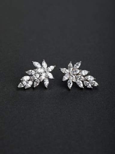 Luxury zircon flower 925 silver Stud earrings