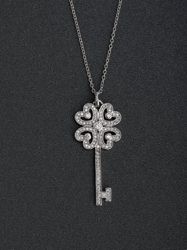 Transshipment four leaf revolving keys 925 silver necklaces