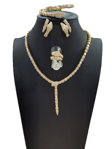 GODKI Luxury Women Wedding Dubai Copper With Gold Plated Fashion Animal 4 Piece Jewelry Set