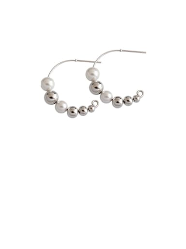 925 Sterling Silver With Platinum Plated Simplistic Round Clip On Earrings