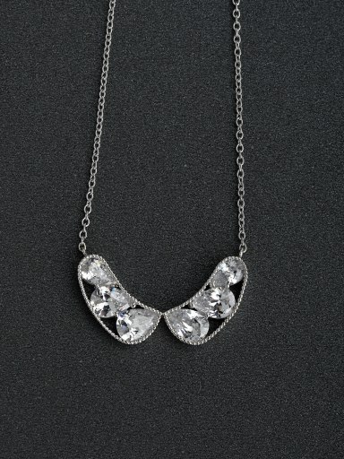 Inlaid Water drop crystal 925  Silver Necklace