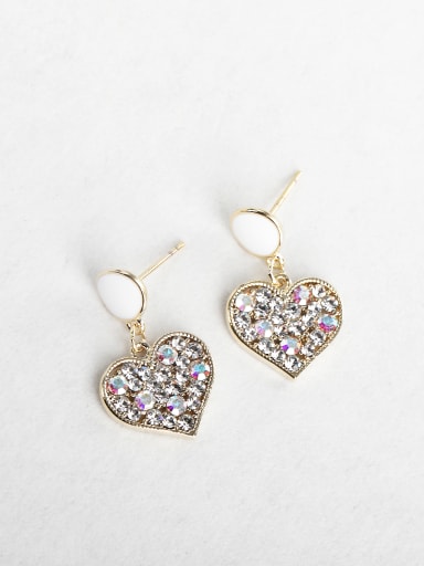 Rhinestone white heart Stud Earrings