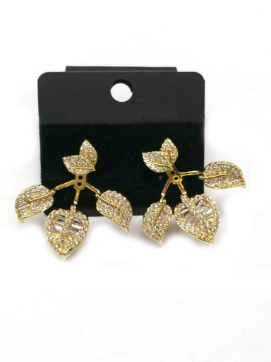 GODKI Luxury Women Wedding Dubai Copper With Gold Plated Simplistic Leaf Earrings