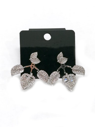 GODKI Luxury Women Wedding Dubai Copper With White Gold Plated Simplistic Leaf Earrings